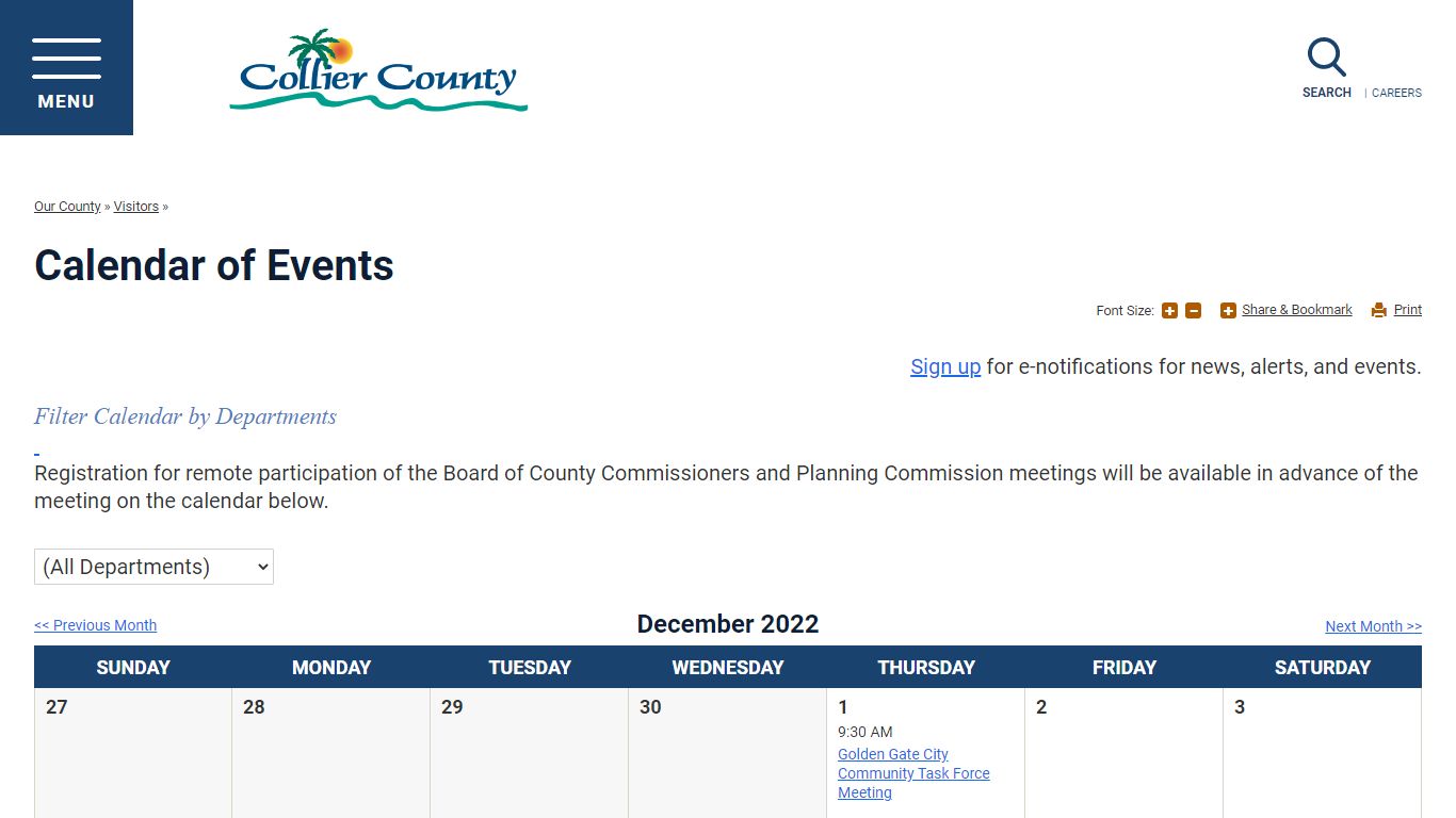 Calendar of Events | Collier County, FL